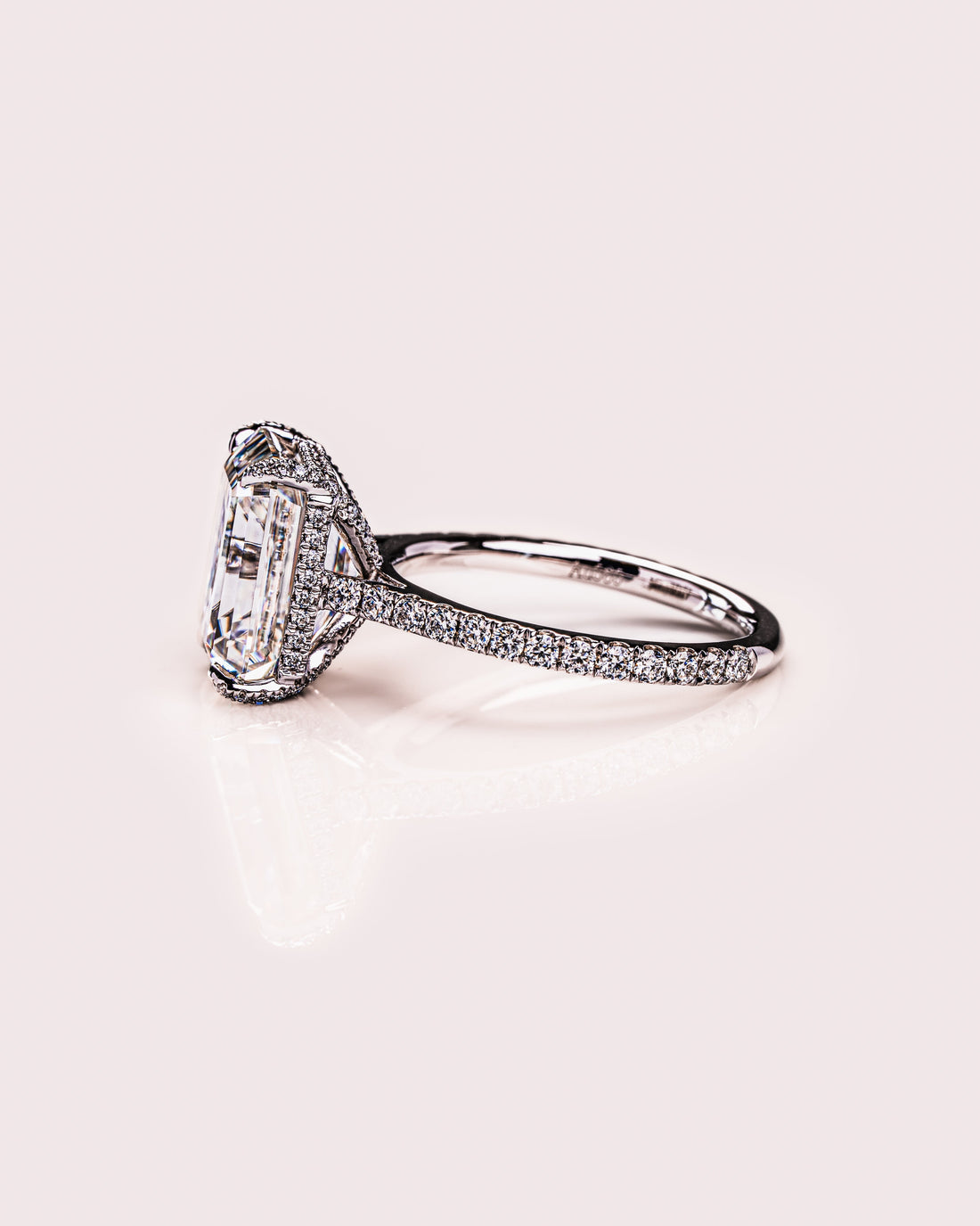 2.0 - 4.50 CT Emerald  CVD Diamond Pave Setting Engagement Ring