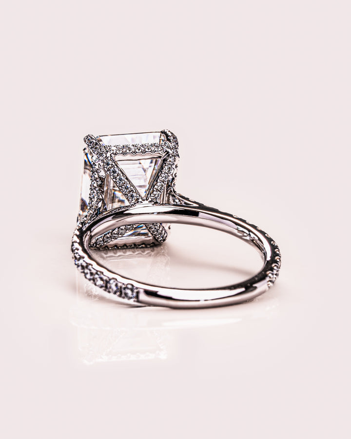 2.0 - 4.50 CT Emerald  CVD Diamond Pave Setting Engagement Ring