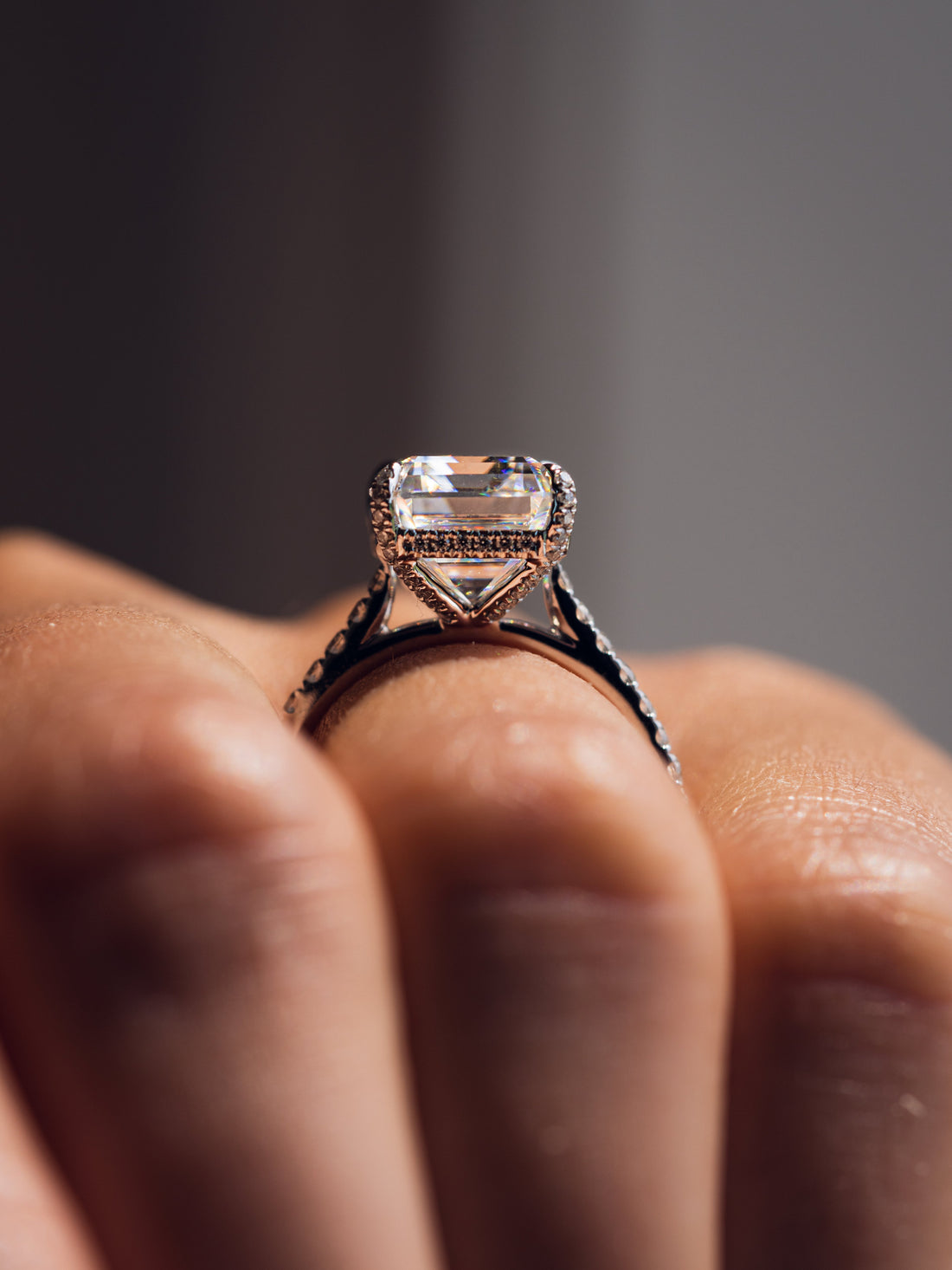 2.0 - 4.50 CT Emerald  CVD Diamond Pave Setting Engagement Ring