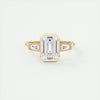 2.0CT Emerald Cut Moissanite Bezel 3 Stone Diamond Engagement Ring