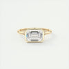 2CT East West Emerald Cut Moissanite Bezel Solitaire Engagement Ring