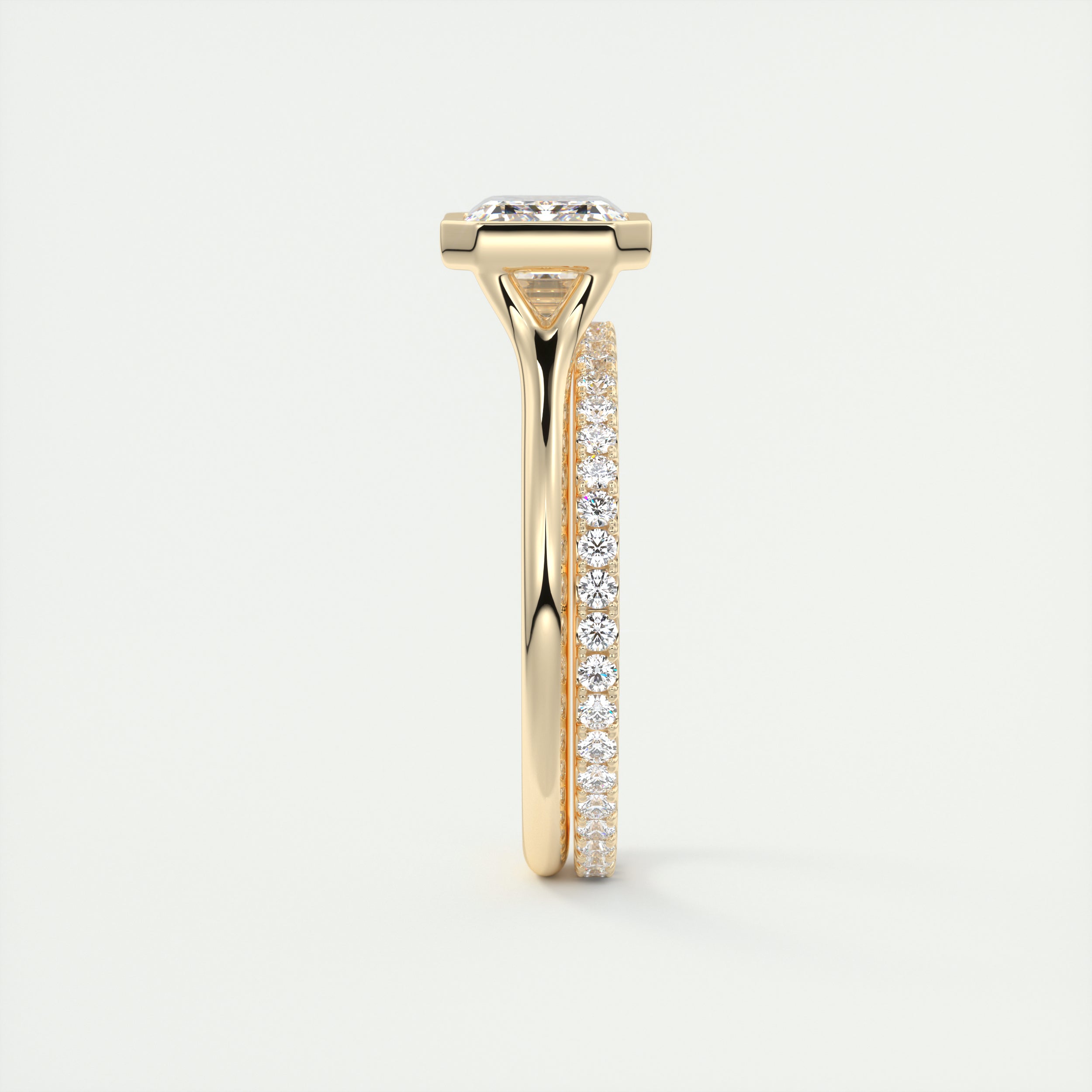 2CT East West Emerald Cut Moissanite Bezel Solitaire Engagement Ring