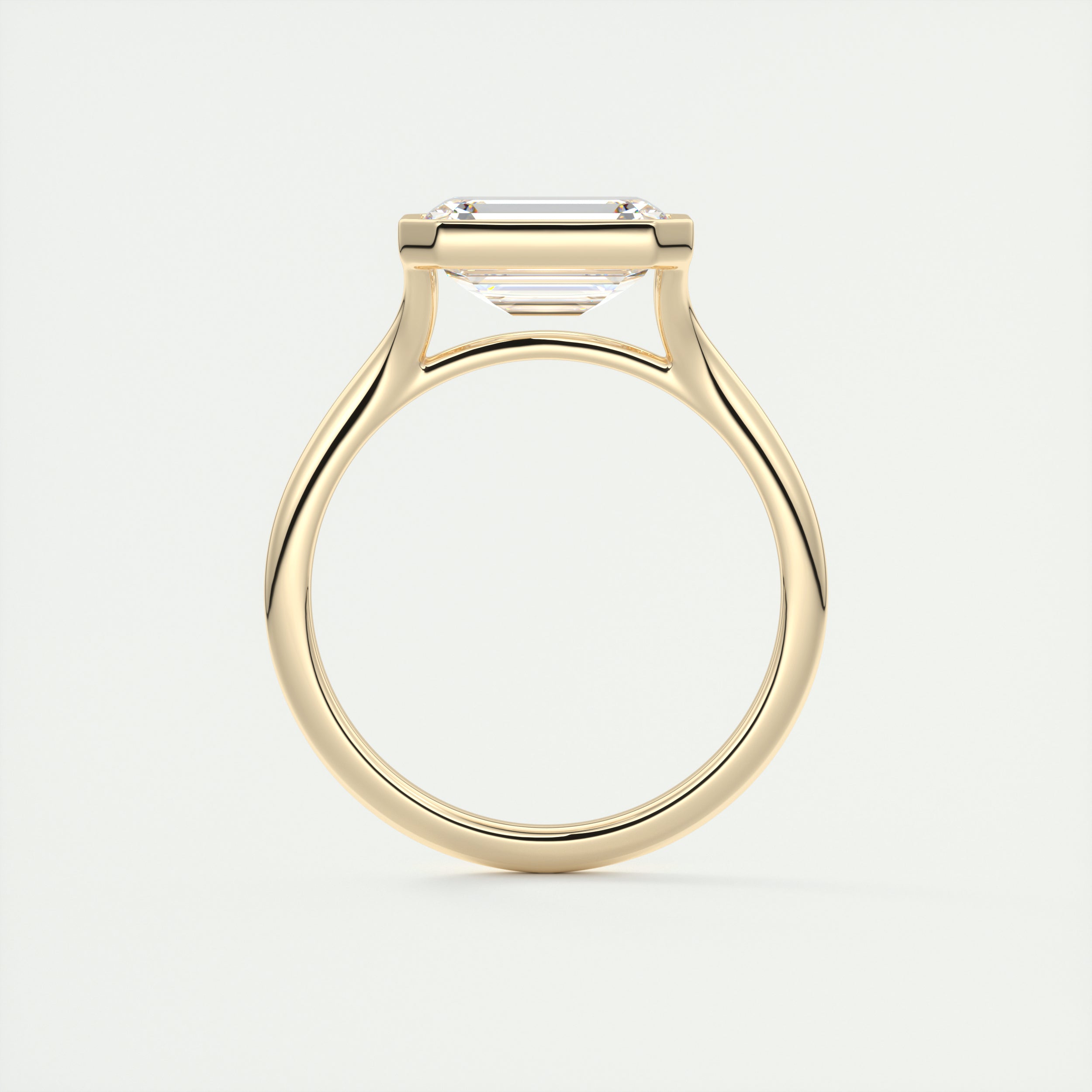 2CT East West Emerald Cut Moissanite Bezel Solitaire Engagement Ring