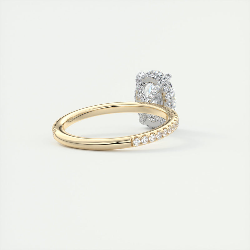 2CT Oval Cut Moissanite Hidden Halo Pave Setting Engagement Ring