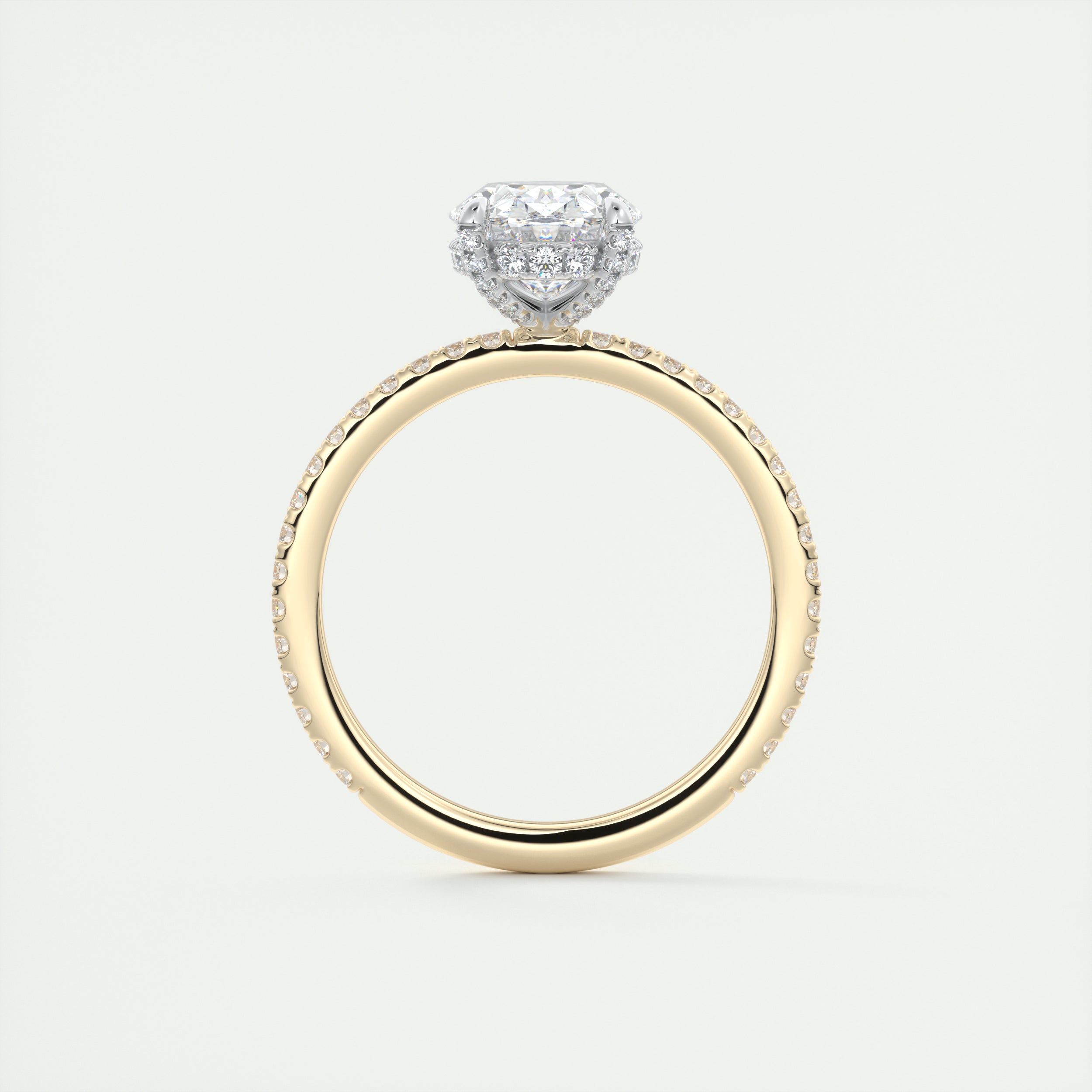 2CT Oval Cut Moissanite Hidden Halo Pave Setting Engagement Ring