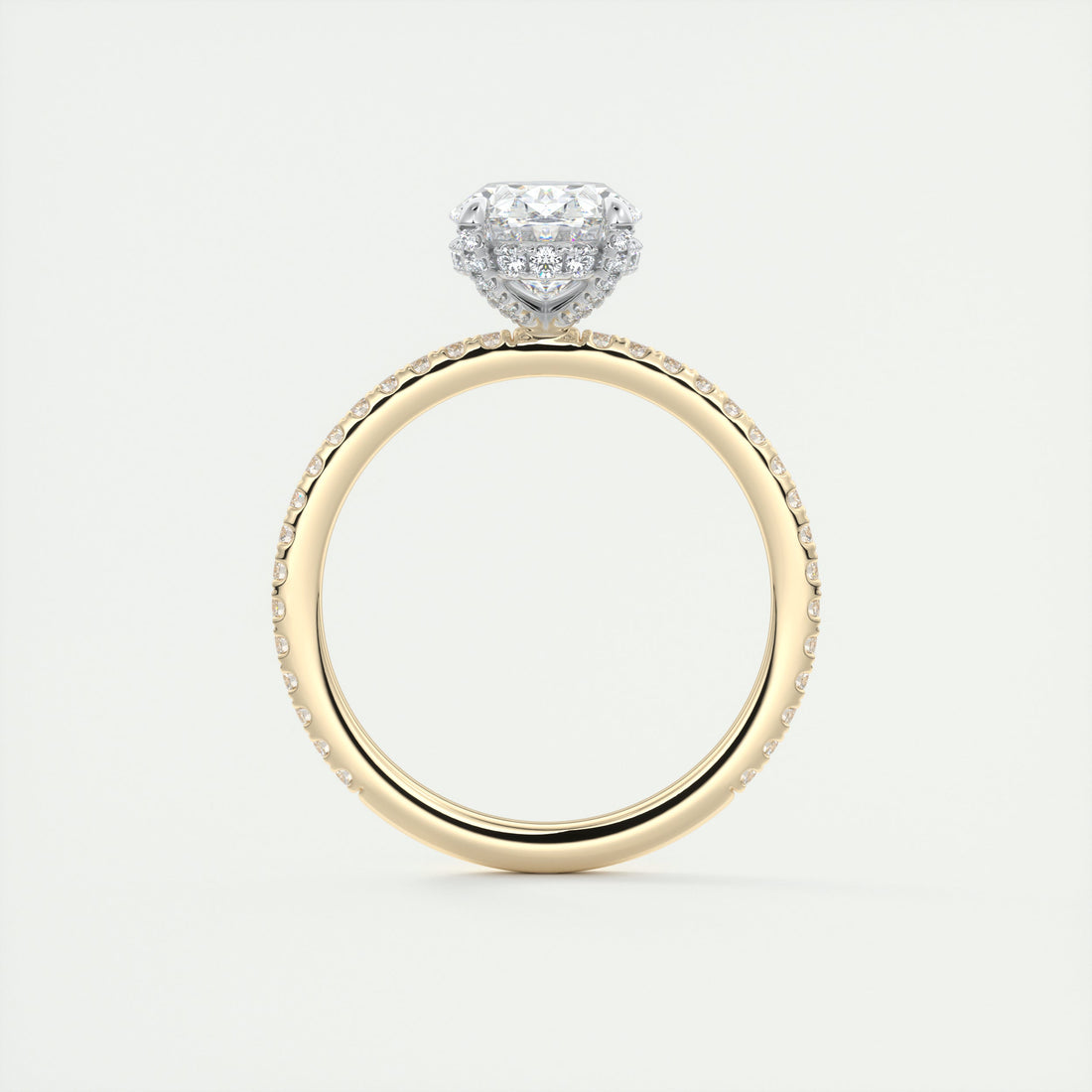 2CT Oval Cut Moissanite Hidden Halo Pave Setting Engagement Ring