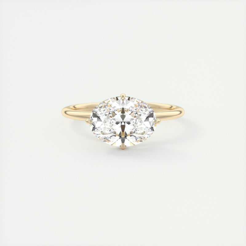 2CT East West Oval Cut Moissanite Hidden Halo Engagement Ring