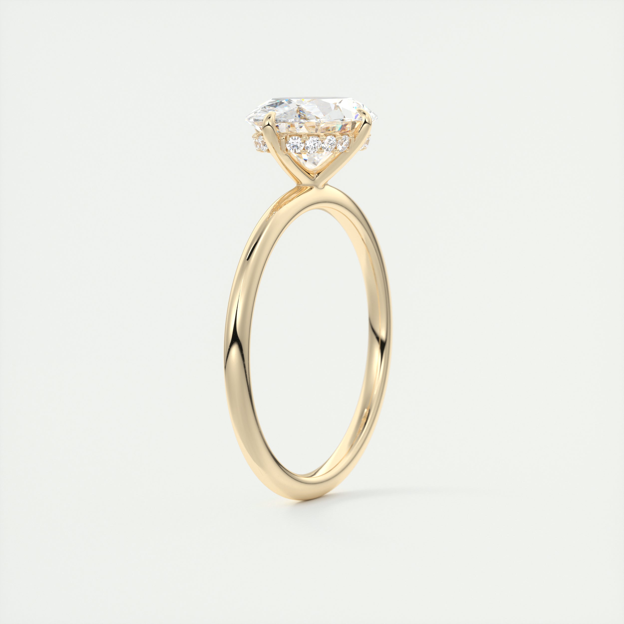 2CT East West Oval Cut Moissanite Hidden Halo Engagement Ring