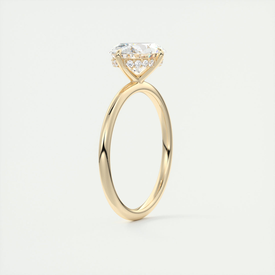 2CT East West Oval Cut Moissanite Hidden Halo Engagement Ring