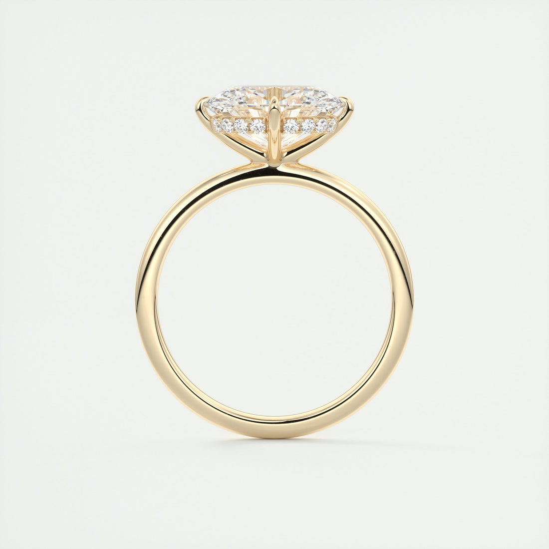 2CT East West Oval Cut Moissanite Hidden Halo Engagement Ring