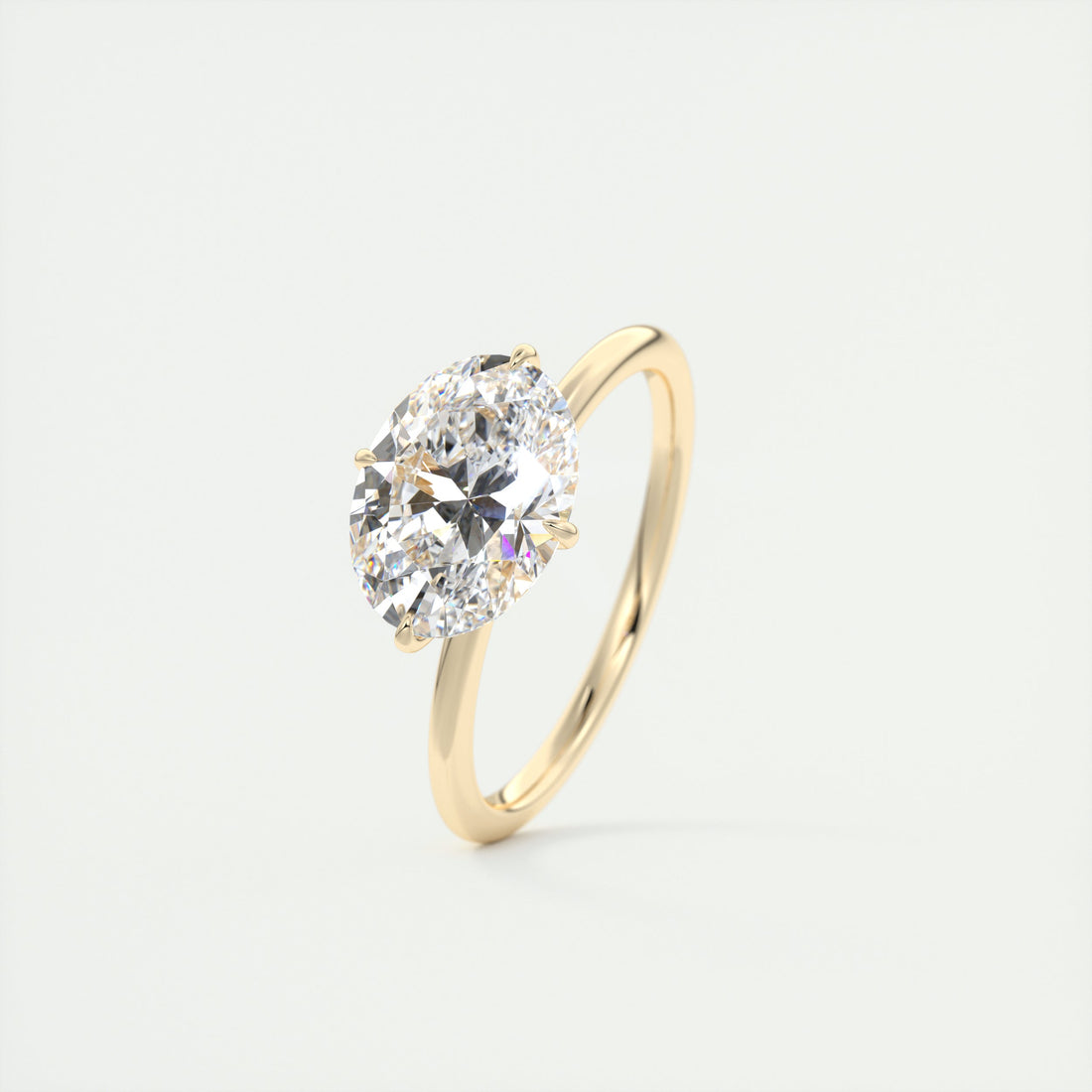 2CT East West Oval Cut Moissanite Hidden Halo Engagement Ring