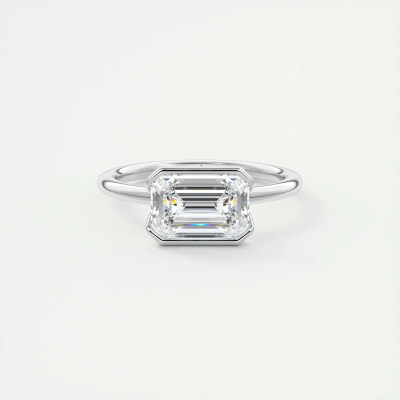 2.0 Ct Emerald East West Half Bezel Solitaire Moissanite Engagement Ring