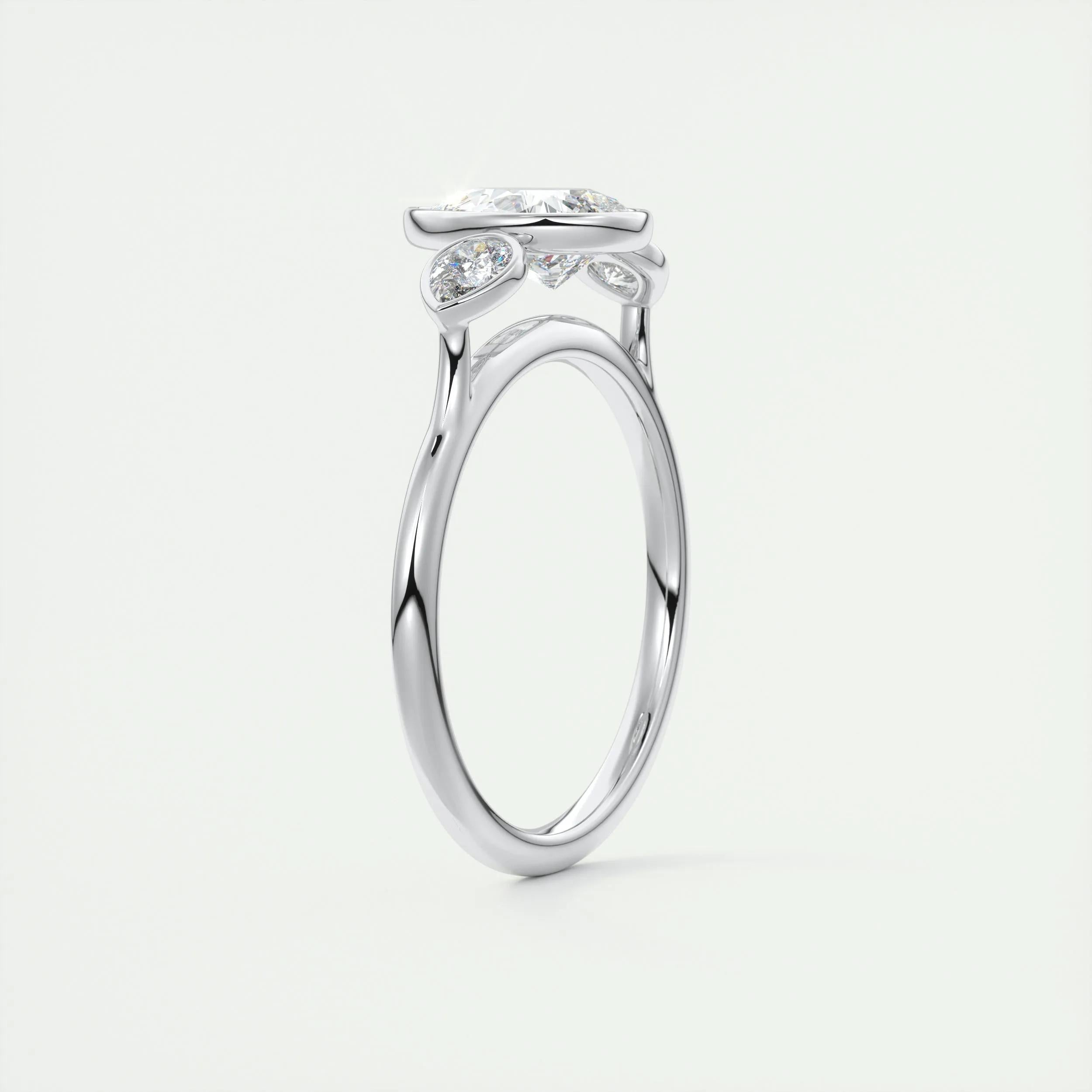 2.0 Ct Pear Bezel Three Stone Moissanite Diamond Engagement Ring