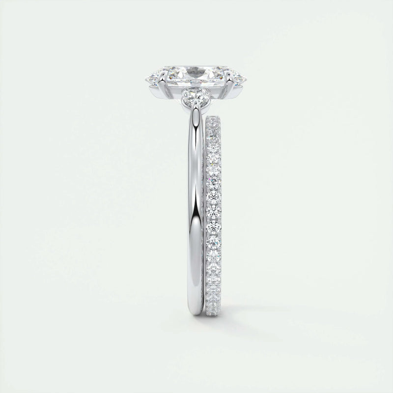 2.2 Ct Oval Three Stone Moissanite Diamond Engagement Ring