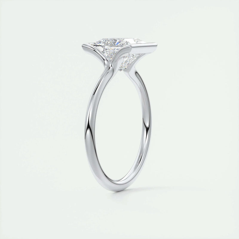 2.0 Ct Princess Half Bezel Solitaire Moissanite Diamond Engagement Ring
