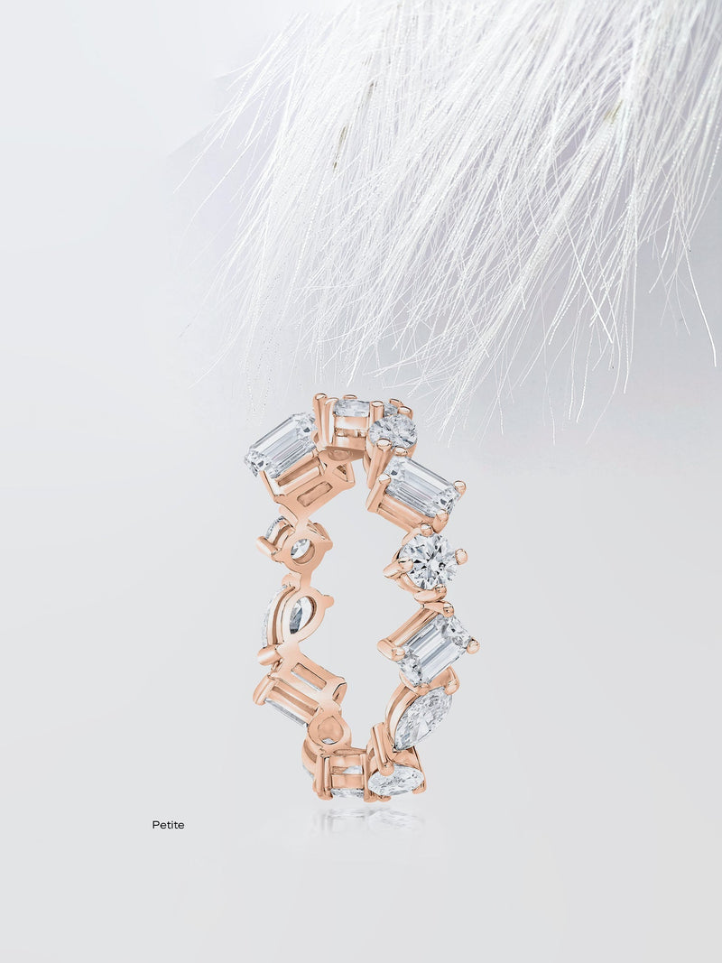 Mixed Shape Moissanite Eternity Diamond Wedding Band in Solid Gold