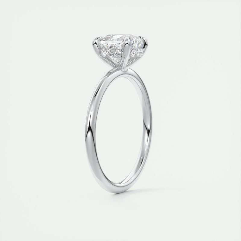 2.0 Ct Cushion Solitaire With Hidden Halo Moissanite Diamond Engagement Ring