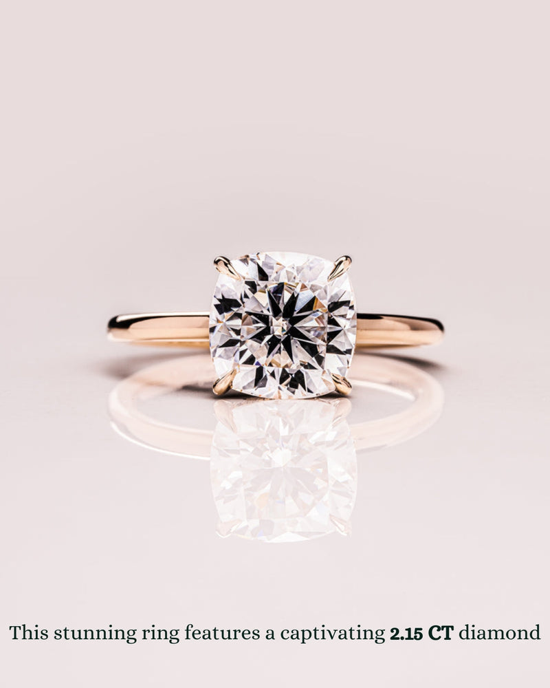 1.15 - 3.15 CT Cushion CVD Diamond Hidden Halo Engagement Ring