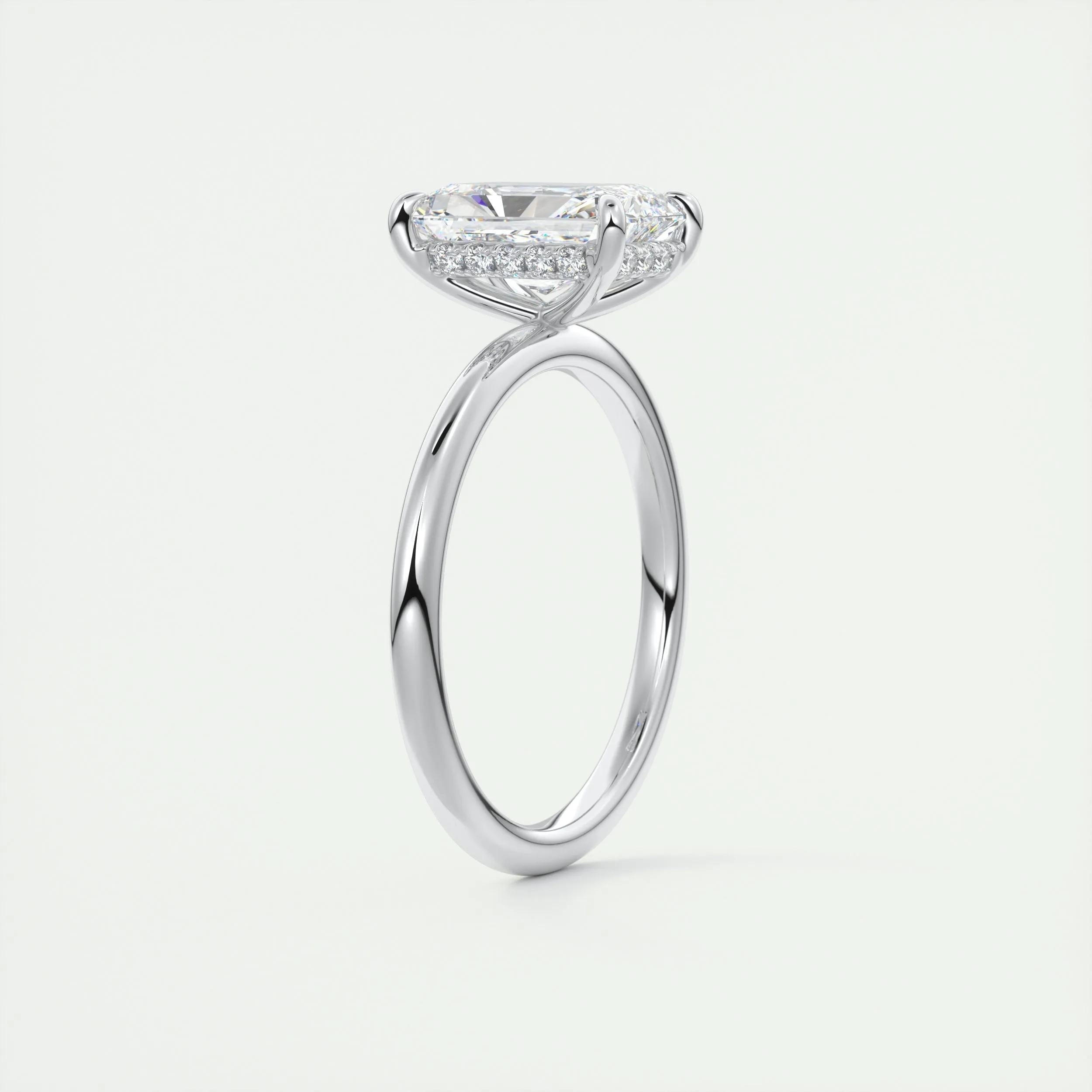 2.0 Ct Radiant Solitaire With Hidden Halo Moissanite Diamond Engagement Ring