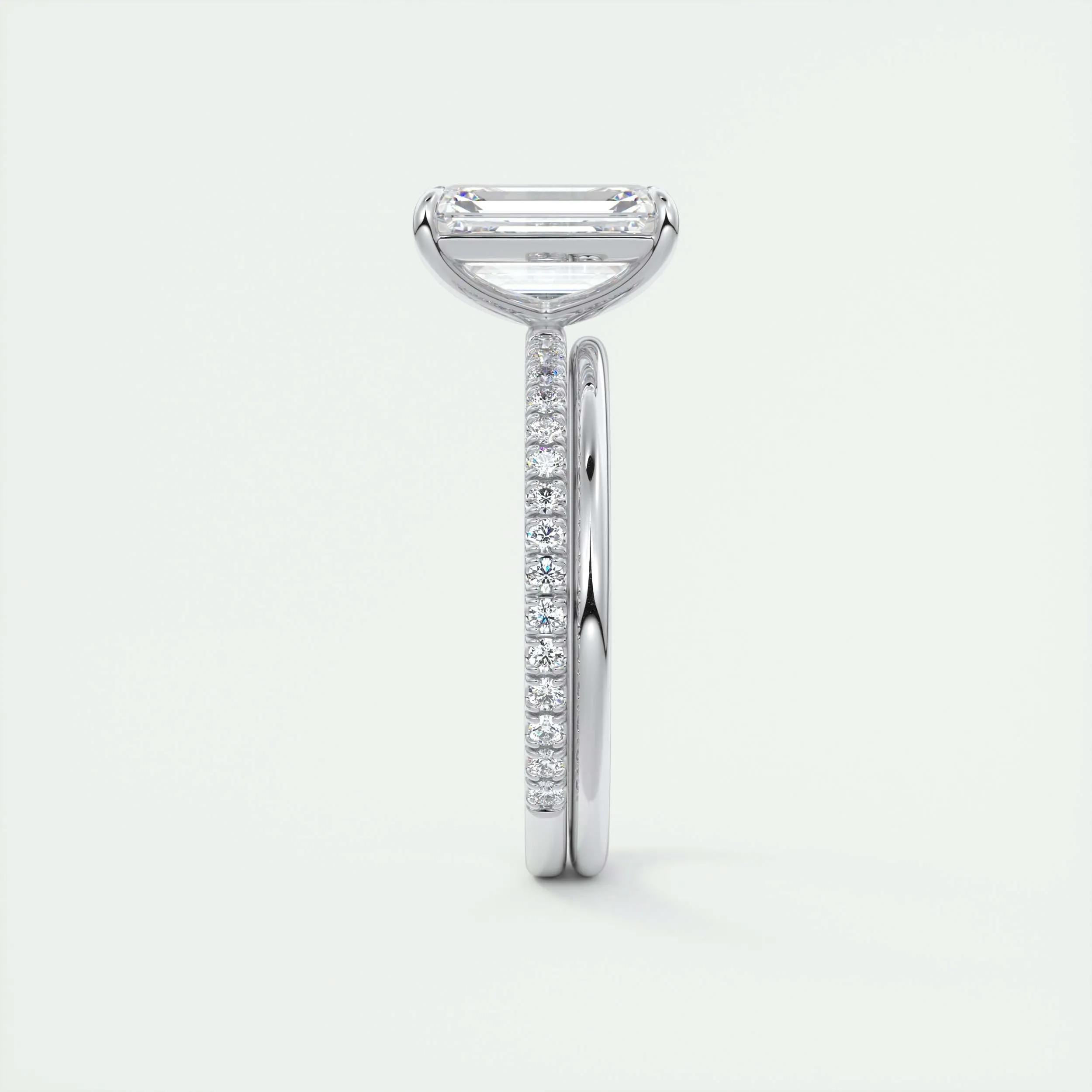 2.0 Ct Emerald Pavé Hidden Halo Moissanite Diamond Engagement Ring