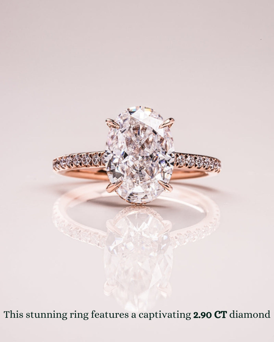 2.0 - 3.90 CT Oval  CVD Diamond Hidden Halo Pave Setting Engagement Ring