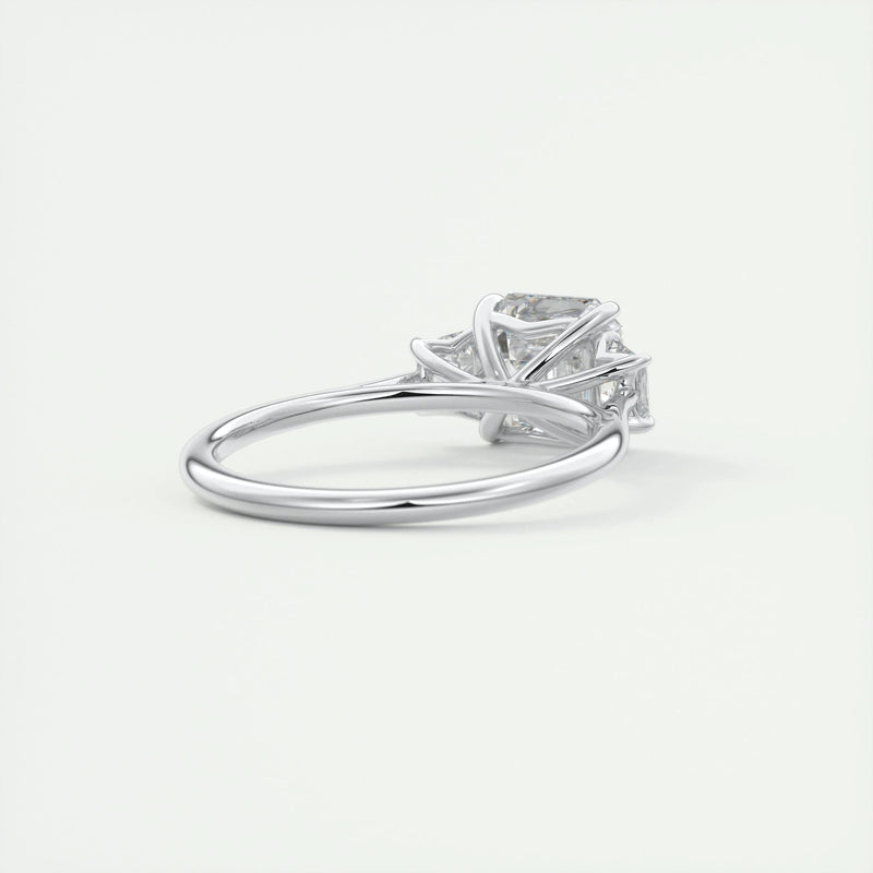 2.0 ct Asscher Three Stone Moissanite Diamond Engagement Ring