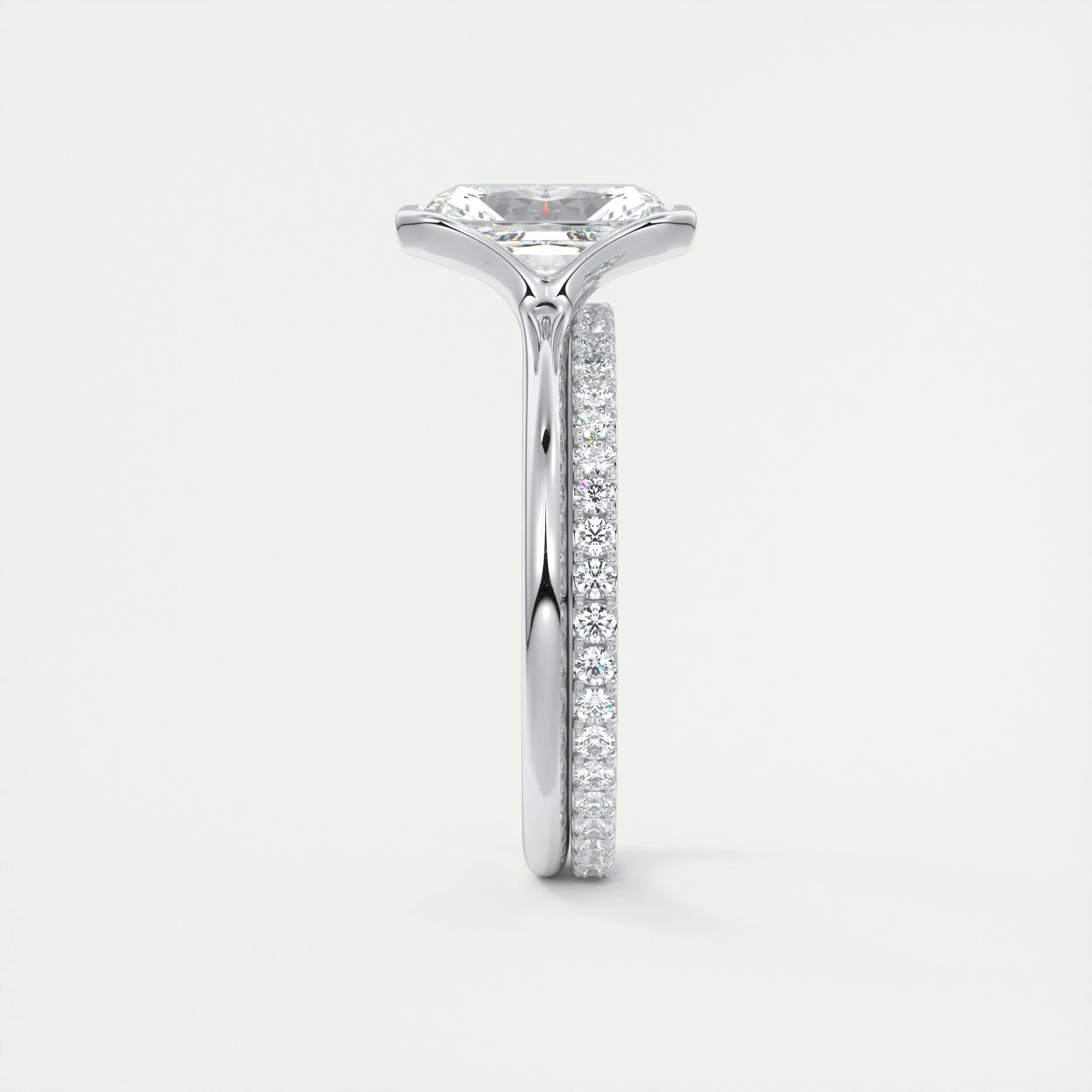 2.0 Ct Radiant Half Bezel Solitaire Moissanite Engagement Ring