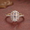 2.0 - 4.50 CT Oval  CVD Diamond Halo pave Setting Engagement Ring