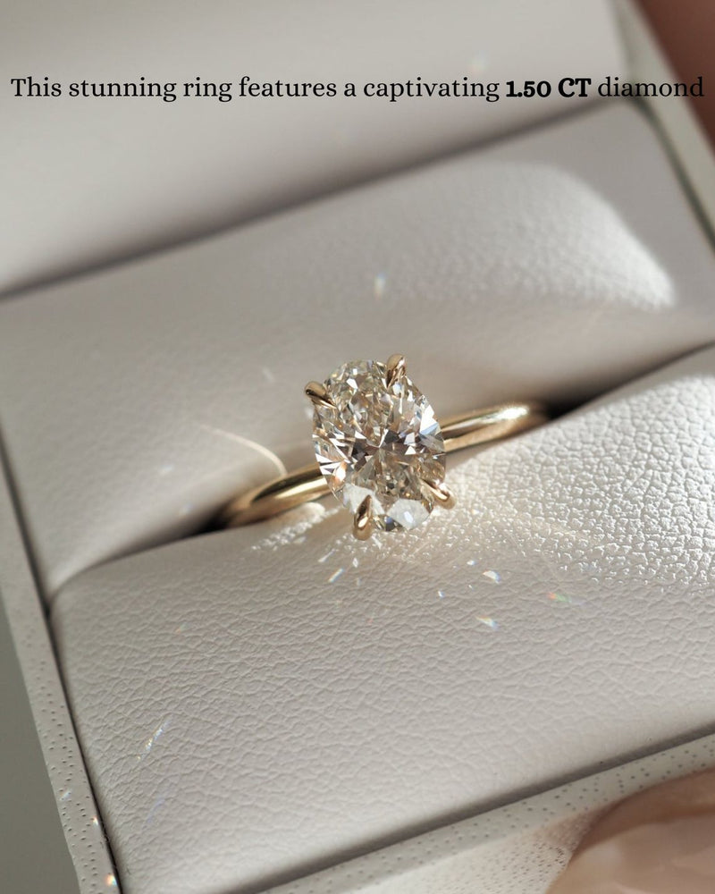 1.5- 3.5 CT Oval CVD Diamond Solitaire Engagement Ring