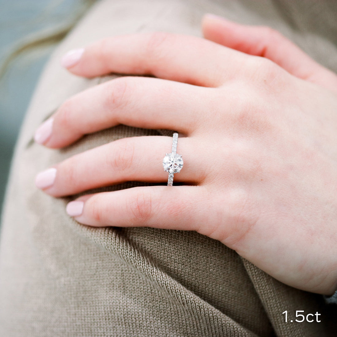 1.50CT Round Brilliant Cut Moissanite Pave Setting Engagement Ring