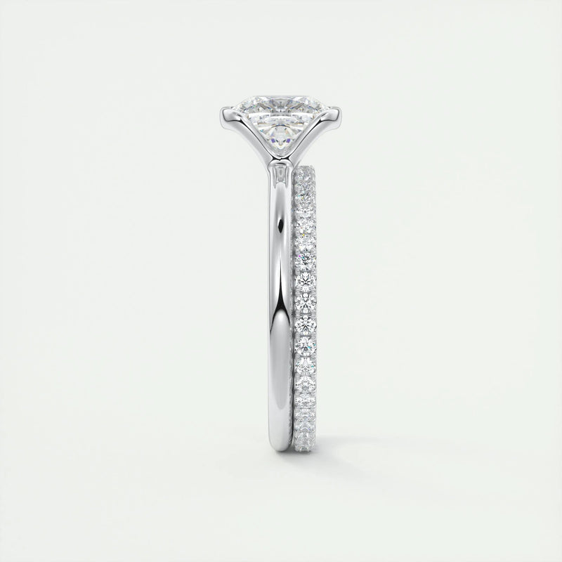 2.0 Ct Cushion East West Half Bezel Solitaire Moissanite Engagement Ring