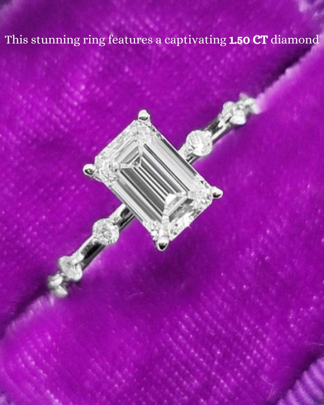1.50-3.50  CT Emerald CVD Diamond Dainty Engagement Ring
