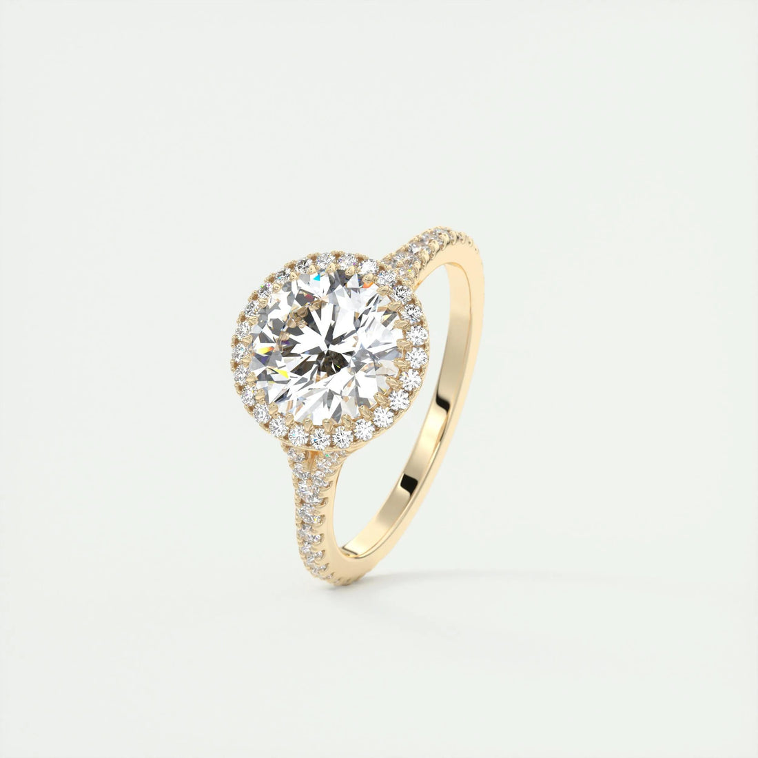 3.05 Ct Round Halo Cathedral Moissanite Diamond Engagement Ring