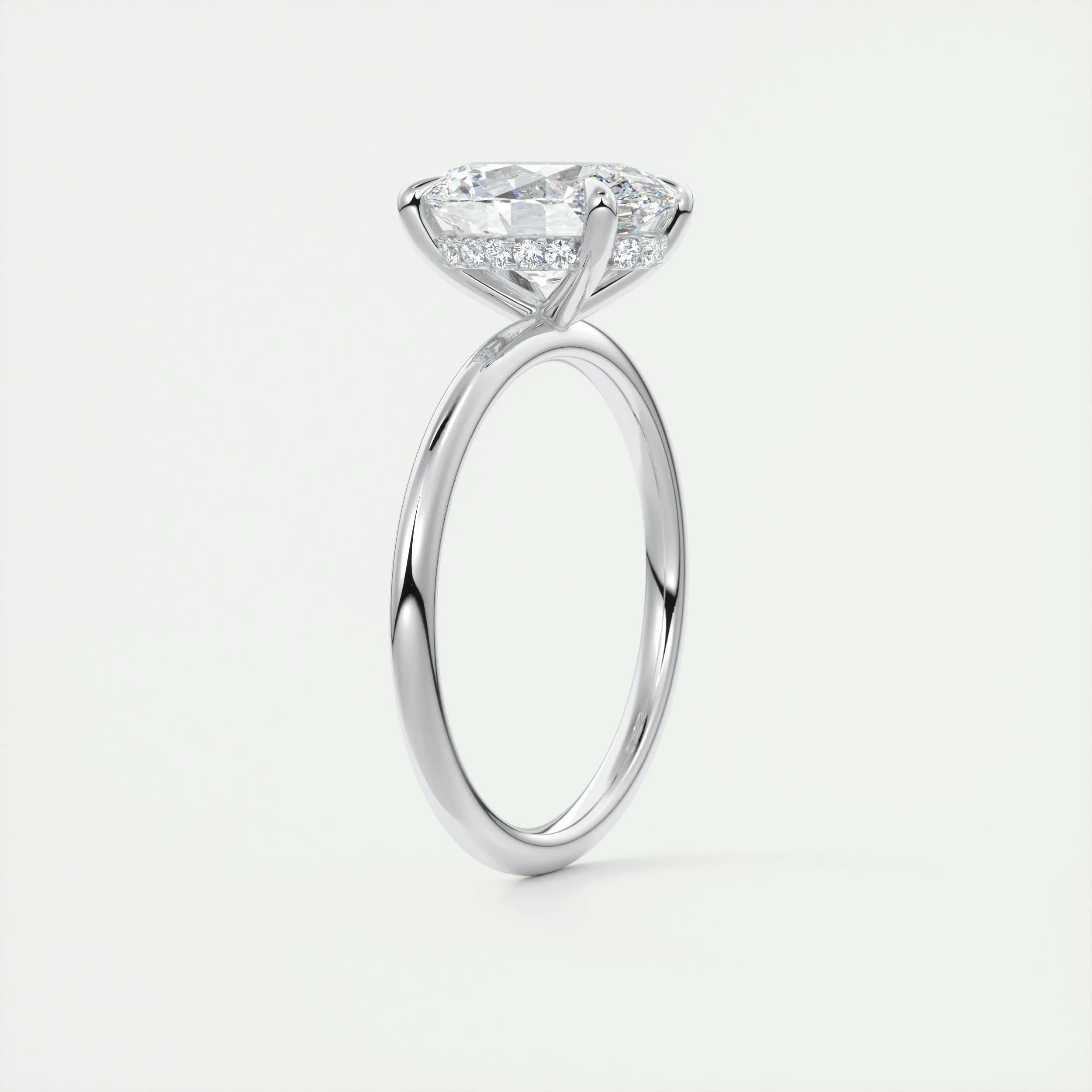 2.5 Ct Oval Solitaire With Hidden Halo Moissanite Diamond Engagement Ring