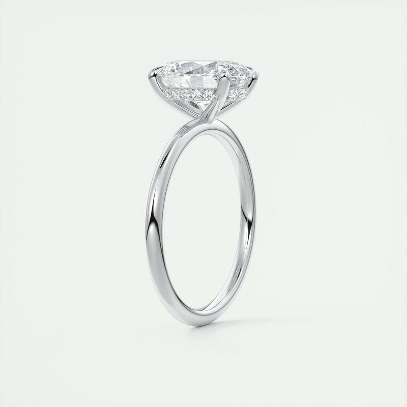 2.5 Ct Oval Solitaire With Hidden Halo Moissanite Diamond Engagement Ring
