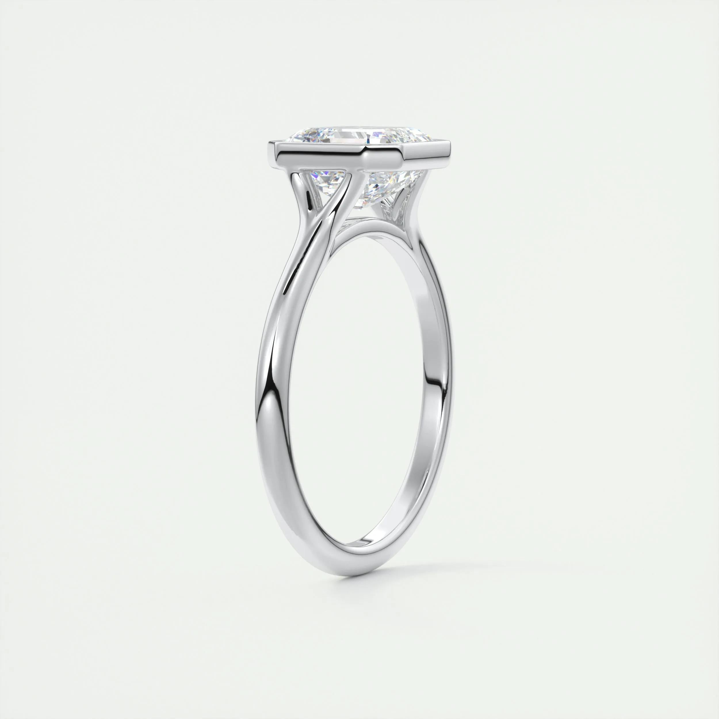 2.0 Ct Asscher Bezel Solitaire Moissanite Engagement Ring