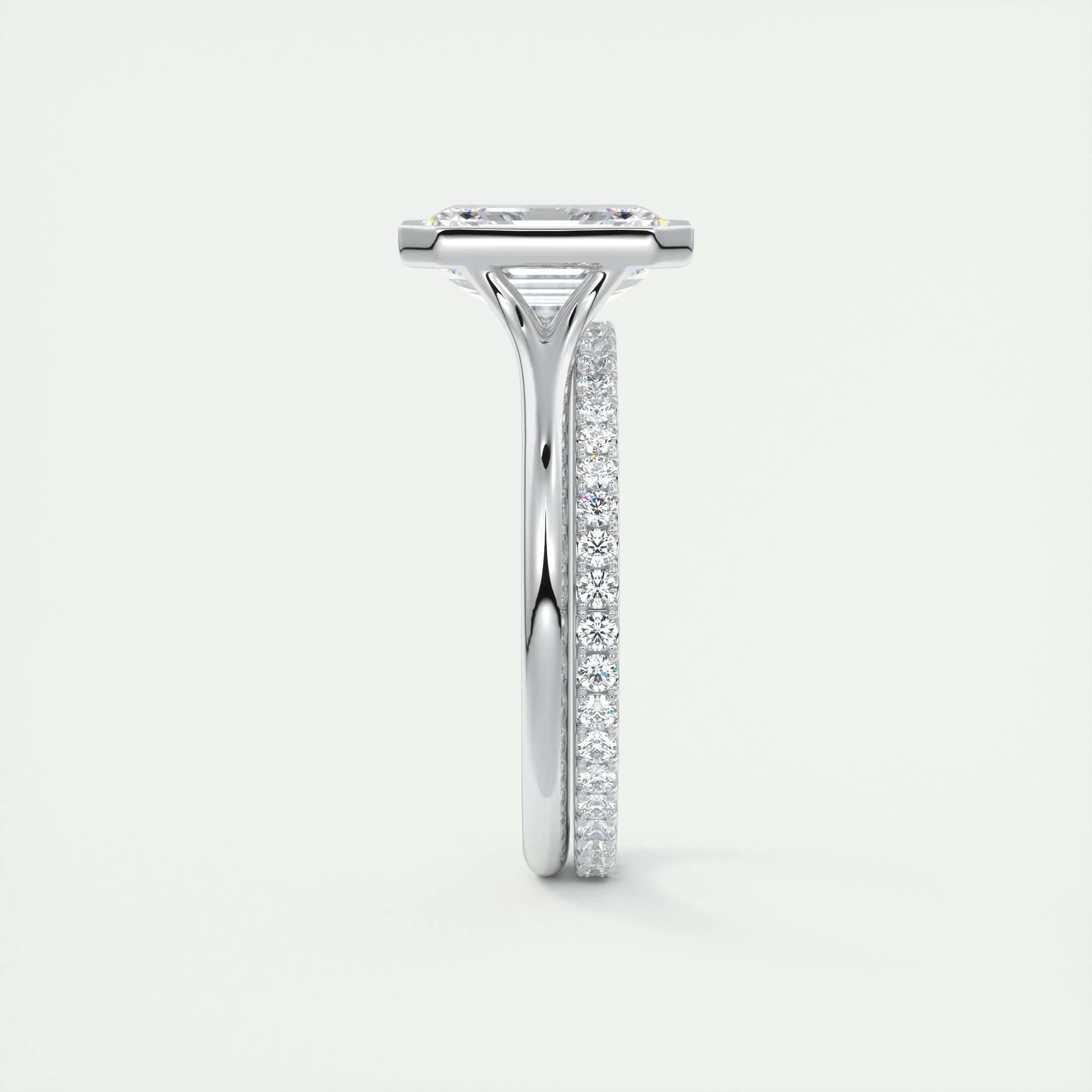 2.0 Ct Emerald Bezel Solitaire Moissanite Engagement Ring