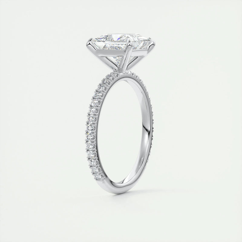 3.5 Ct Princess Pavé Moissanite Diamond Engagement Ring