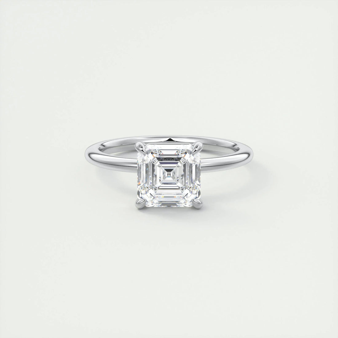 2.0 Ct Asscher Cut Moissanite Solitaire Diamond Engagement Ring
