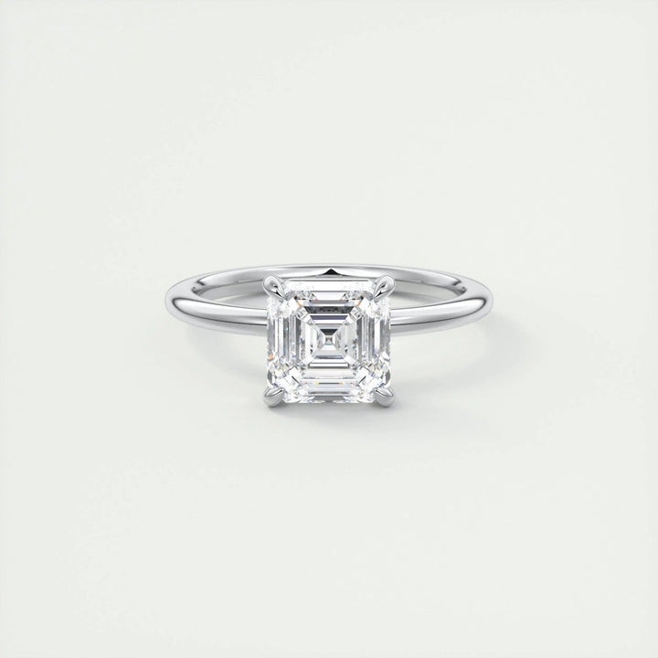 2.0 Ct Asscher Cut Moissanite Solitaire Diamond Engagement Ring