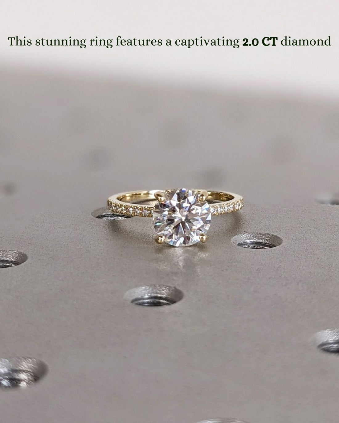1.0 - 3.0 CT Round  CVD Diamond Pave Setting Engagement Ring