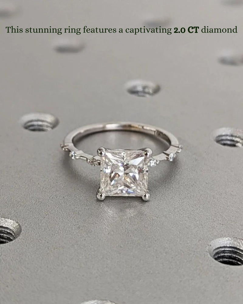 1.0-3.0 CT Princess CVD Diamond Dainty Engagement Ring