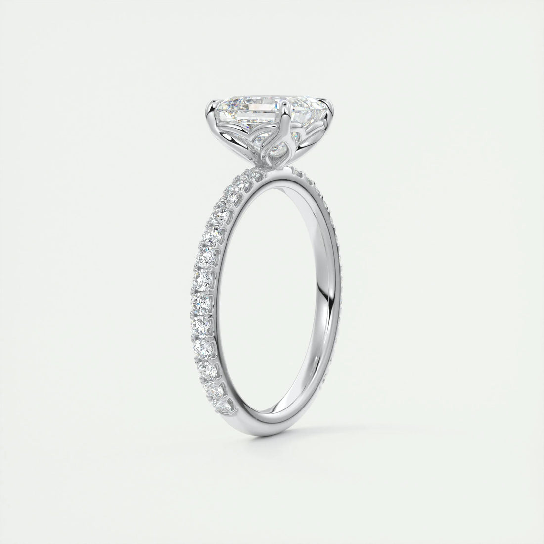 2.0 Ct Asscher  Pavé Moissanite  Diamond  Engagement Ring