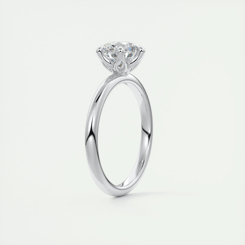 1.86 Ct Solitaire Round Floral Moissanite Diamond Engagement Ring