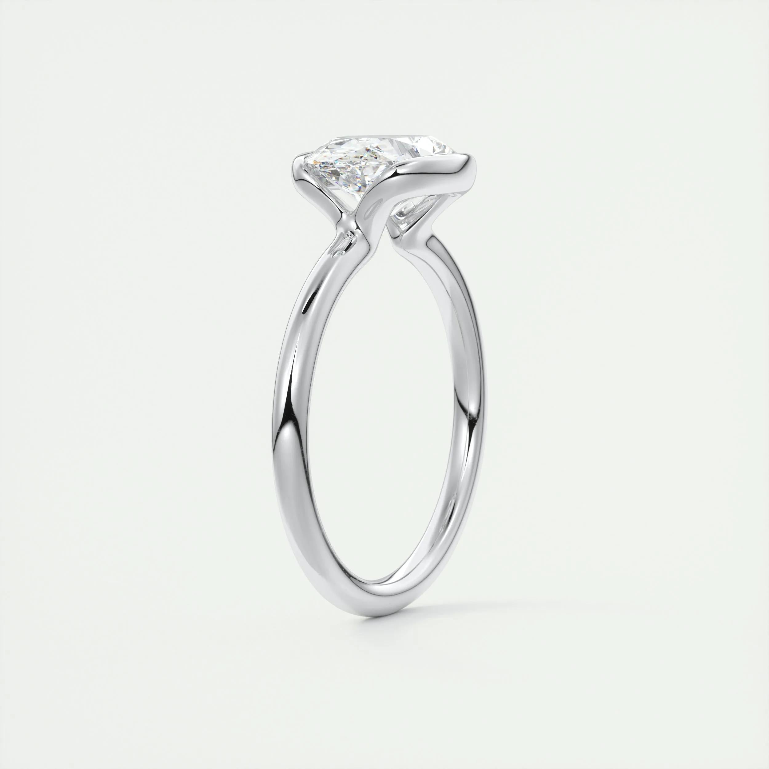 2.0 Ct Oval East West Half Bezel Solitaire Moissanite Diamond Engagement Ring