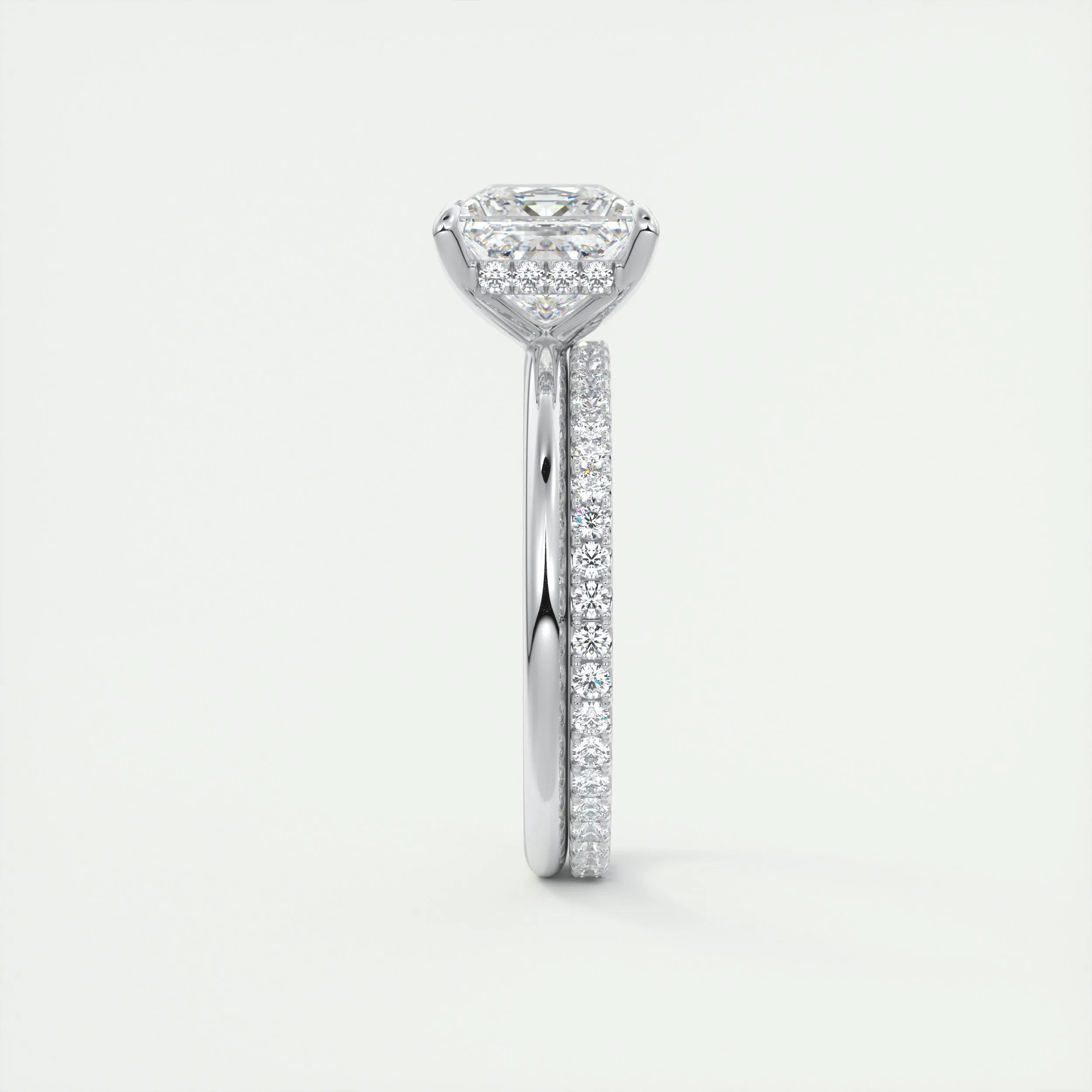 2.5 Ct Princess solitaire with Hidden Halo Moissanite Diamond Engagement Ring