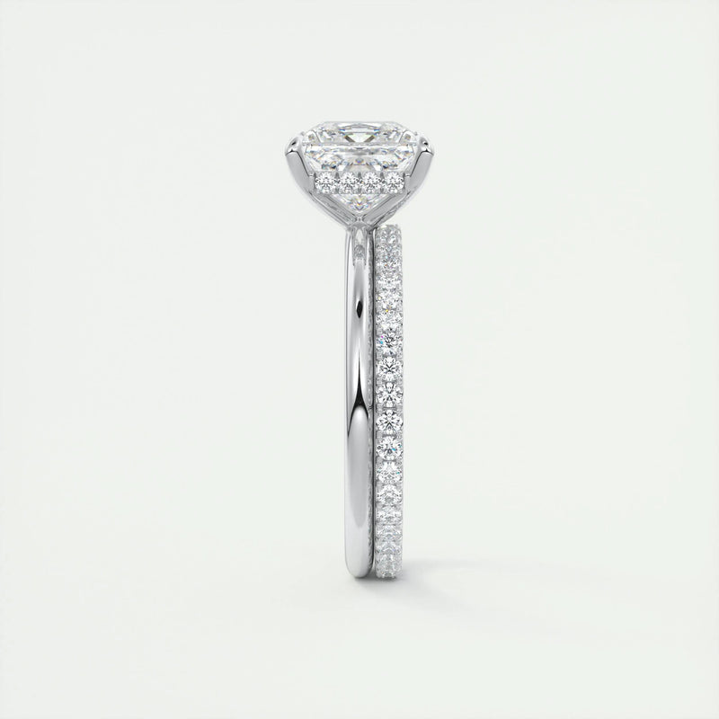 2.5 Ct Princess solitaire with Hidden Halo Moissanite Diamond Engagement Ring