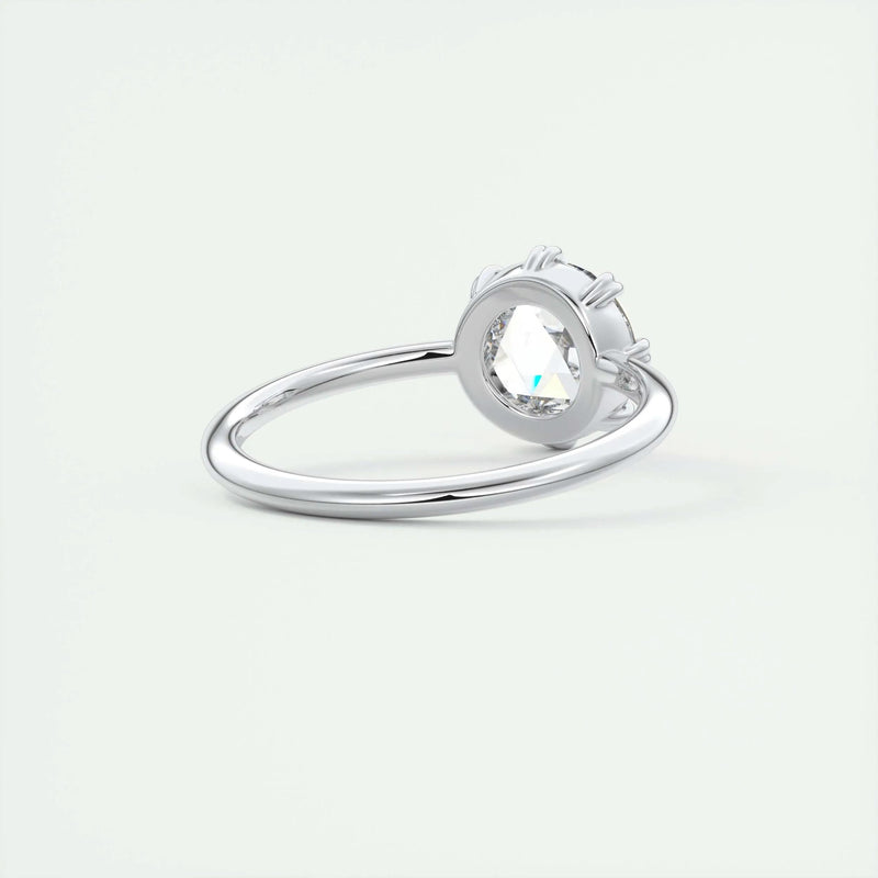 1.85 Ct Rose Cut Solitaire Full Bezel Moissanite Diamond  Engagement Ring