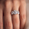 1.0-3.0 CT Oval E/VS1 CVD Diamond Three Stone Engagement Ring