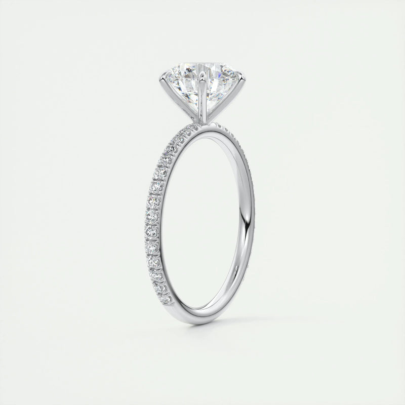2.0 Ct  Round Cut Pave Moissanite  Diamond Engagement Ring